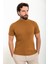 Çizgili Kamel Slim Fit Yarım Balıkçı Yaka Erkek Triko T-Shirt 1