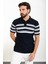 Çizgili Lacivert Slim Fit Polo Yaka Erkek Triko T-Shirt 3