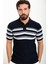 Çizgili Lacivert Slim Fit Polo Yaka Erkek Triko T-Shirt 4