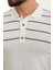 Çizgili Ekru Slim Fit Polo Yaka Erkek Triko T-Shirt 2