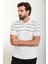 Çizgili Ekru Slim Fit Polo Yaka Erkek Triko T-Shirt 3