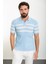 Çizgili Mavi Slim Fit Polo Yaka Erkek Triko T-Shirt 1