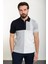 Parçalı Lacivert Slim Fit Polo Yaka Erkek Triko T-Shirt 1