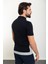 Parçalı Lacivert Slim Fit Polo Yaka Erkek Triko T-Shirt 4