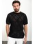 Desenli Siyah Oversize Bisiklet Yaka Erkek Triko T-Shirt 1