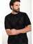 Desenli Siyah Oversize Bisiklet Yaka Erkek Triko T-Shirt 3