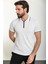 Düz Ekru Slim Fit Fermuarlı Polo Yaka Erkek T-Shirt 3