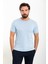 Kırçıllı Mavi Slim Fit Bisiklet Yaka Erkek T-Shirt 1