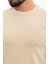 Düz Bej Slim Fit Bisiklet Yaka Erkek Triko T-Shirt 2