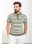 Yatay Çizgili Haki Slim Fit Polo Yaka Erkek Triko T-Shirt 3