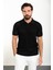 Desenli Siyah Slim Fit Polo Yaka Erkek Triko T-Shirt 1