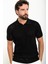 Desenli Siyah Slim Fit Polo Yaka Erkek Triko T-Shirt 3