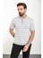 Yatay Çizgili Gri Slim Fit Polo Yaka Erkek Triko T-Shirt 3