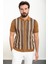 Desenli Kamel Slim Fit Polo Yaka Erkek Triko Gömlek 1
