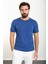 Düz Saks Slim Fit Bisiklet Yaka Erkek T-Shirt 1