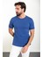 Düz Saks Slim Fit Bisiklet Yaka Erkek T-Shirt 3