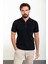 Düz Lacivert Slim Fit Fermuarlı Polo Yaka Erkek Triko T-Shirt 1