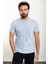 Desenli Mavi Slim Fit Bisiklet Yaka Erkek T-Shirt 1