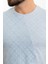 Desenli Mavi Slim Fit Bisiklet Yaka Erkek T-Shirt 2