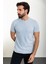 Desenli Mavi Slim Fit Bisiklet Yaka Erkek T-Shirt 3