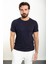 Desenli Lacivert Slim Fit Bisiklet Yaka Erkek T-Shirt 1