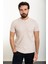 Desenli Bej Slim Fit Bisiklet Yaka Erkek T-Shirt 1