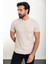 Desenli Bej Slim Fit Bisiklet Yaka Erkek T-Shirt 3