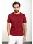 Düz Bordo Slim Fit Bisiklet Yaka Erkek T-Shirt 1