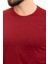 Düz Bordo Slim Fit Bisiklet Yaka Erkek T-Shirt 2
