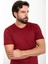 Düz Bordo Slim Fit Bisiklet Yaka Erkek T-Shirt 3
