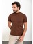 Çizgili Kiremit Slim Fit Yarım Balıkçı Yaka Erkek Triko T-Shirt 1