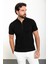 Düz Siyah Slim Fit Fermuarlı Polo Yaka Erkek Triko T-Shirt 3