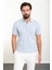 Düz Mavi Slim Fit Polo Yaka Erkek Triko T-Shirt 1
