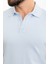 Düz Mavi Slim Fit Polo Yaka Erkek Triko T-Shirt 2