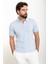 Düz Mavi Slim Fit Polo Yaka Erkek Triko T-Shirt 3