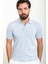 Düz Mavi Slim Fit Polo Yaka Erkek Triko T-Shirt 4