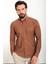 Çizgili Kiremit Slim Fit Uzun Kollu Erkek Gömlek 1