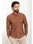 Çizgili Kiremit Slim Fit Uzun Kollu Erkek Gömlek 3