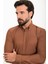 Çizgili Kiremit Slim Fit Uzun Kollu Erkek Gömlek 4