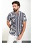 Desenli Lacivert Slim Fit Kısa Kollu Erkek Gömlek 3