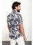 Desenli Lacivert Slim Fit Kısa Kollu Erkek Gömlek 4