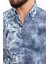 Yaprak Desenli Lacivert Slim Fit Uzun Kollu Gofre Erkek Gömlek 2
