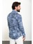 Yaprak Desenli Lacivert Slim Fit Uzun Kollu Gofre Erkek Gömlek 5