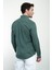 Düz Haki Slim Fit Keten Erkek Gömlek 3