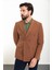 Düz Kamel Slim Fit Geniş Yaka Kruvaze Erkek Ceket 3