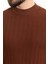 Çizgili Kiremit Slim Fit Yarım Balıkçı Yaka Erkek Triko T-Shirt 2