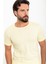 Düz Sarı Slim Fit Bisiklet Yaka Erkek T-Shirt 3