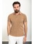 Desenli Bej Slim Fit Polo Yaka Erkek T-Shirt 1