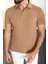Desenli Bej Slim Fit Polo Yaka Erkek T-Shirt 4