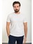 Desenli Ekru Slim Fit Bisiklet Yaka Erkek T-Shirt 1